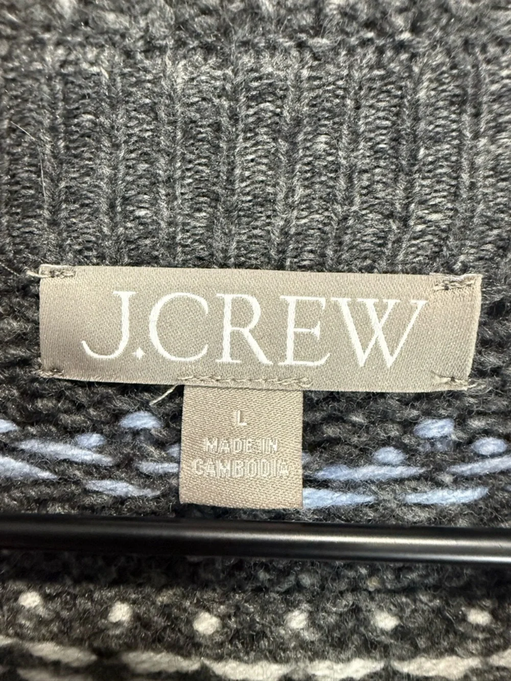 JCREW Charcoal Fair Isle Crewneck Sweater‎ - Women Size Large